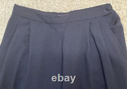 Vintage Polo Ralph Lauren Navy Blue Wool Wide Leg Palazzo Pants 10 Pleated