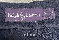 Vintage Polo Ralph Lauren Navy Blue Wool Wide Leg Palazzo Pants 10 Pleated