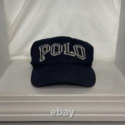 Vintage Polo Ralph Lauren Navy Script Spellout Hat Rare Strapback Cap
