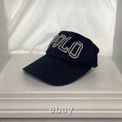 Vintage Polo Ralph Lauren Navy Script Spellout Hat Rare Strapback Cap
