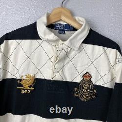 Vintage Polo Ralph Lauren PRLC Team Pony Crest #5 Striped Rugby Polo Shirt Sz XL