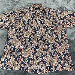 Vintage Polo Ralph Lauren Paisley Button Down SILK Shirt Y2K Made In USA Size XL