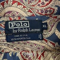 Vintage Polo Ralph Lauren Paisley Button Down SILK Shirt Y2K Made In USA Size XL