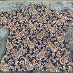 Vintage Polo Ralph Lauren Paisley Button Down SILK Shirt Y2K Made In USA Size XL