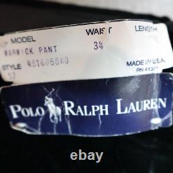 Vintage Polo Ralph Lauren Pants 33 x 33 Black Velvet Side Adjusters Warwick NEW