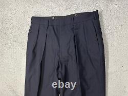 Vintage Polo Ralph Lauren Pants 34 Black Made In Italy Cuffed Pleated Trousers