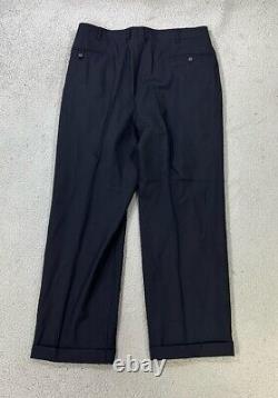 Vintage Polo Ralph Lauren Pants 34 Black Made In Italy Cuffed Pleated Trousers