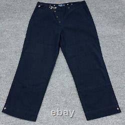 Vintage Polo Ralph Lauren Pants Men 36x30 Navy Double Knee Canvas Fireman Clasp