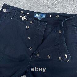 Vintage Polo Ralph Lauren Pants Men 36x30 Navy Double Knee Canvas Fireman Clasp