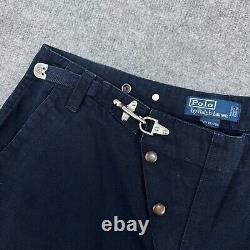 Vintage Polo Ralph Lauren Pants Men 36x30 Navy Double Knee Canvas Fireman Clasp