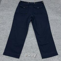 Vintage Polo Ralph Lauren Pants Men 36x30 Navy Double Knee Canvas Fireman Clasp