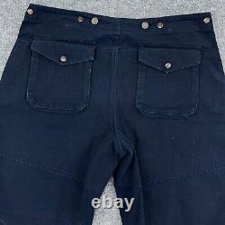 Vintage Polo Ralph Lauren Pants Men 36x30 Navy Double Knee Canvas Fireman Clasp