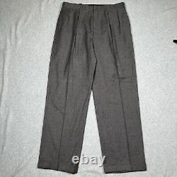 Vintage Polo Ralph Lauren Pants Men 36x32 Gray Wool Pleated Suspender Cuffed