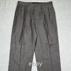 Vintage Polo Ralph Lauren Pants Men 36x32 Gray Wool Pleated Suspender Cuffed