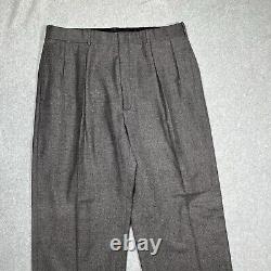 Vintage Polo Ralph Lauren Pants Men 36x32 Gray Wool Pleated Suspender Cuffed