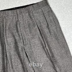 Vintage Polo Ralph Lauren Pants Men 36x32 Gray Wool Pleated Suspender Cuffed