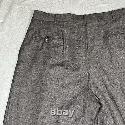 Vintage Polo Ralph Lauren Pants Men 36x32 Gray Wool Pleated Suspender Cuffed