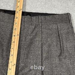 Vintage Polo Ralph Lauren Pants Men 36x32 Gray Wool Pleated Suspender Cuffed