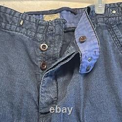 Vintage Polo Ralph Lauren Pants Men 38 Blue Linen/Silk Paratrooper Cargo Rare