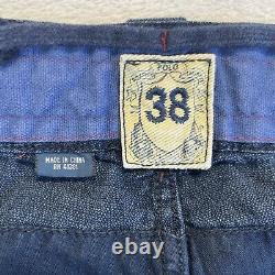 Vintage Polo Ralph Lauren Pants Men 38 Blue Linen/Silk Paratrooper Cargo Rare