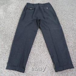 Vintage Polo Ralph Lauren Pants Mens 32 Gray Wool Trouser Pleated Cuffed 32x29
