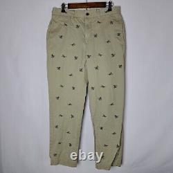 Vintage Polo Ralph Lauren Pants Mens 32x29 Beige Chino Embroidered Bees Hornets