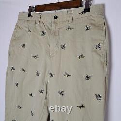 Vintage Polo Ralph Lauren Pants Mens 32x29 Beige Chino Embroidered Bees Hornets