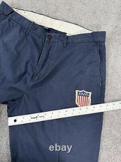 Vintage Polo Ralph Lauren Pants Mens 34x30 Blue Rugby KSWISS Flag Crest Logo