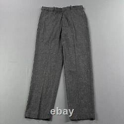 Vintage Polo Ralph Lauren Pants Mens 35x32 Gray Wool Slacks Dress Pant Buckle