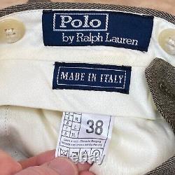 Vintage Polo Ralph Lauren Pants Mens 38 Cuffed Virgin Wool Italy Pleated Trouser