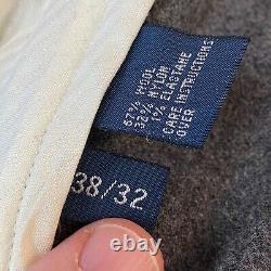Vintage Polo Ralph Lauren Pants Mens 38 x 32 Wool Pleated Trousers Gray Cuffed