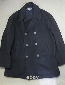 Vintage Polo Ralph Lauren Pea Coat Jacket Men's Size Extra Large Blue