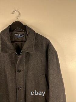 Vintage Polo Ralph Lauren Peacoat Adult Large Gray Wool Blend Heavy Men B22