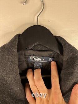 Vintage Polo Ralph Lauren Peacoat Adult Large Gray Wool Blend Heavy Men B22