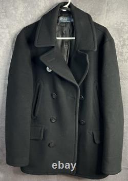 Vintage Polo Ralph Lauren Peacoat Marine Navy Wool 13 Star Buttons Large