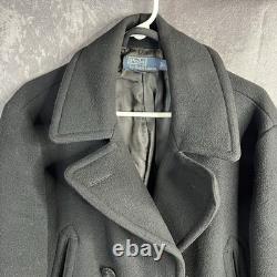 Vintage Polo Ralph Lauren Peacoat Marine Navy Wool 13 Star Buttons Large