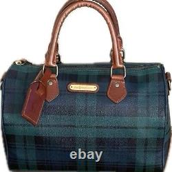 Vintage Polo Ralph Lauren Plaid Boston Bag Handbag Black Watch Green Preppy