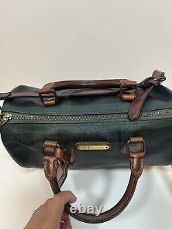 Vintage Polo Ralph Lauren Plaid Boston Bag Handbag Black Watch Green Preppy