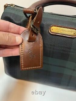 Vintage Polo Ralph Lauren Plaid Boston Bag Handbag Black Watch Green Preppy