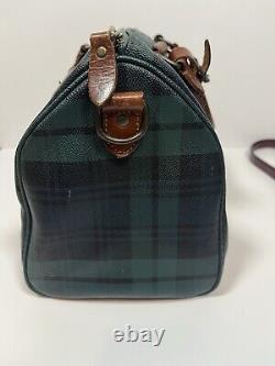 Vintage Polo Ralph Lauren Plaid Boston Bag Handbag Black Watch Green Preppy