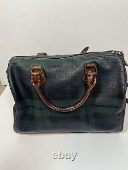 Vintage Polo Ralph Lauren Plaid Boston Bag Handbag Black Watch Green Preppy