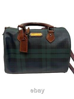 Vintage Polo Ralph Lauren Plaid Boston Bag Handbag Black Watch Green Preppy