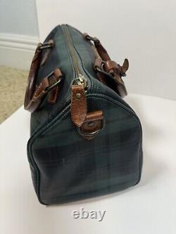 Vintage Polo Ralph Lauren Plaid Boston Bag Handbag Black Watch Green Preppy