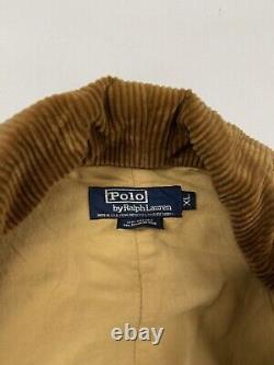 Vintage Polo Ralph Lauren Plaid Canvas Field Coat Size XL Fireman Clasp 90s