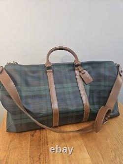 Vintage Polo Ralph Lauren Plaid Duffle Bag Travel Carry On with Shoulder Strap