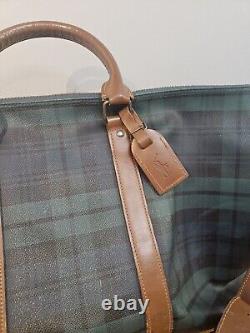 Vintage Polo Ralph Lauren Plaid Duffle Bag Travel Carry On with Shoulder Strap