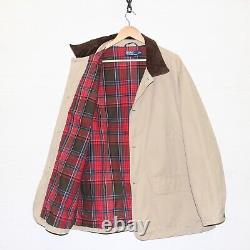 Vintage Polo Ralph Lauren Plaid Lined Chore Coat Jacket Size XL Beige