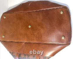 Vintage Polo Ralph Lauren Plaid Tartan Leather Boston Bag Large 21Long