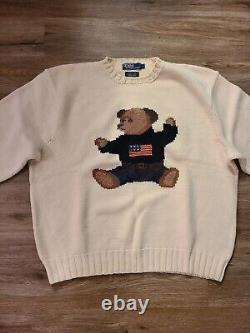Vintage Polo Ralph Lauren Polo Bear Hand Knit Jumper, Size Large