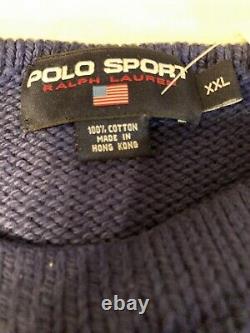 Vintage Polo Ralph Lauren Polo Sport Knit Varsity Sweater POLO Spellout 2XL XXL